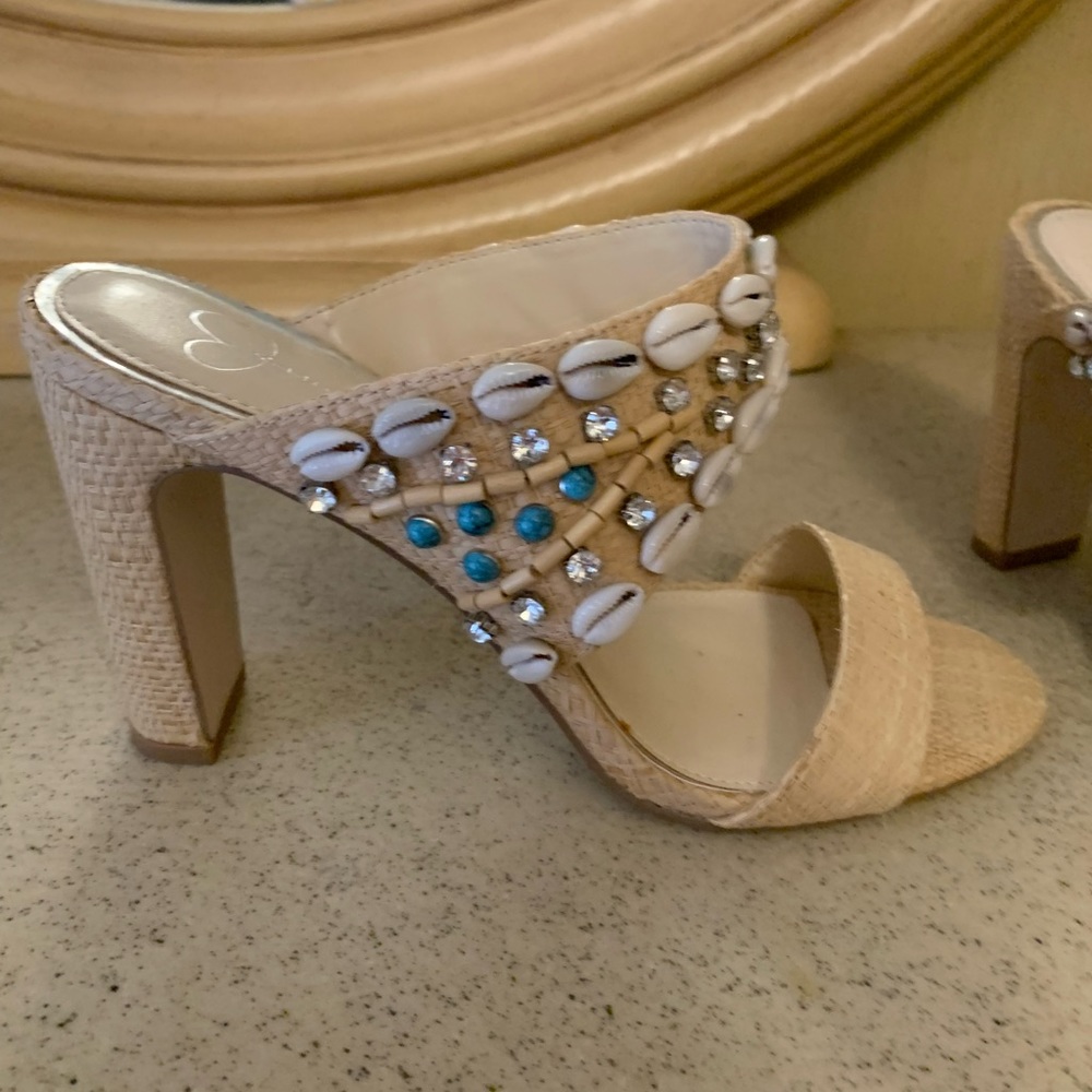 Jessica Simpson Beige Chunky Heeled Shoe